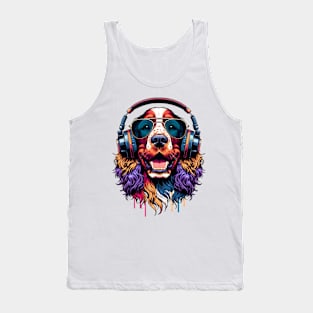 Irish Water Spaniel Smiling DJ in Japanese Art Tank Top